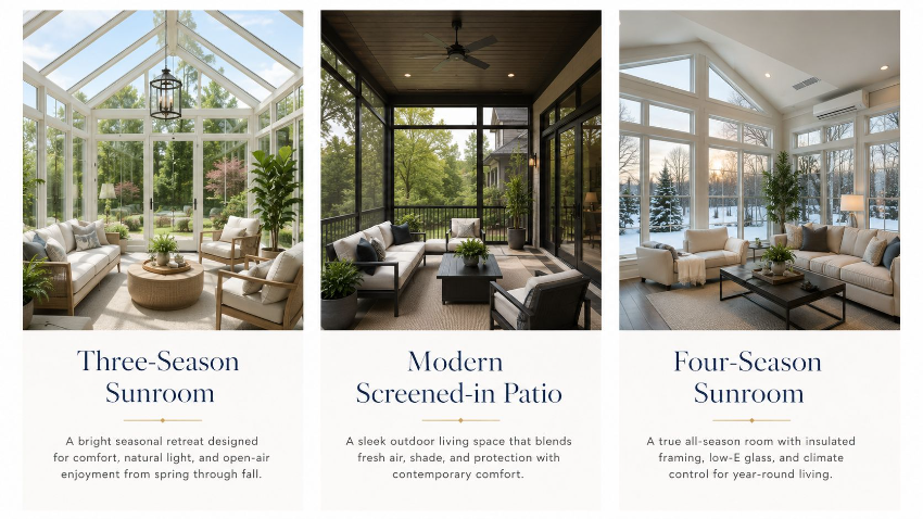 Three Season, Modern, and Four Season Sunrooms