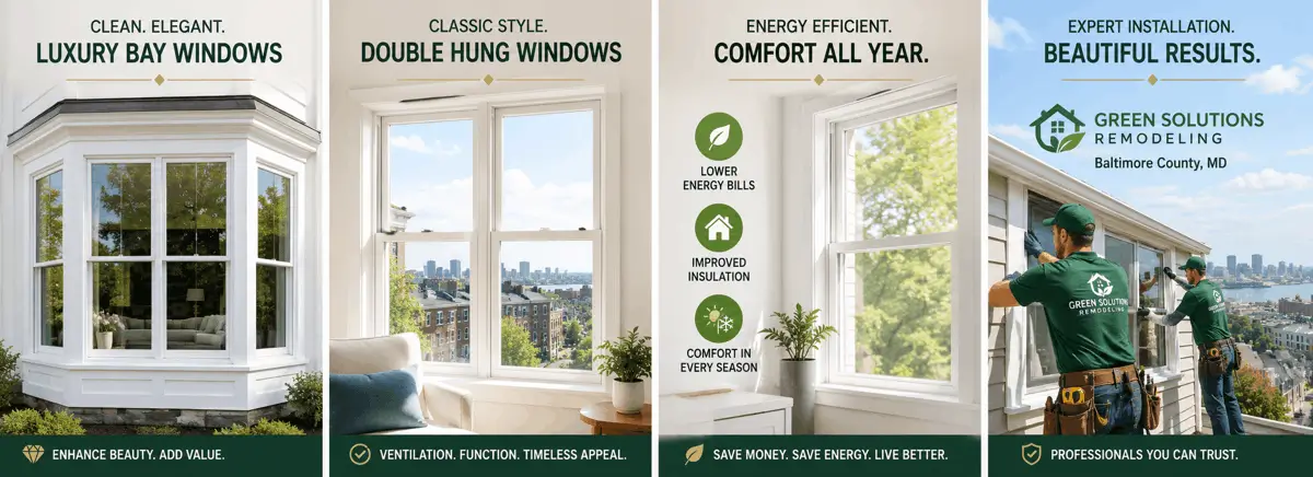 New bay, double hung, and energy efficient window installation in Baltimore County MD